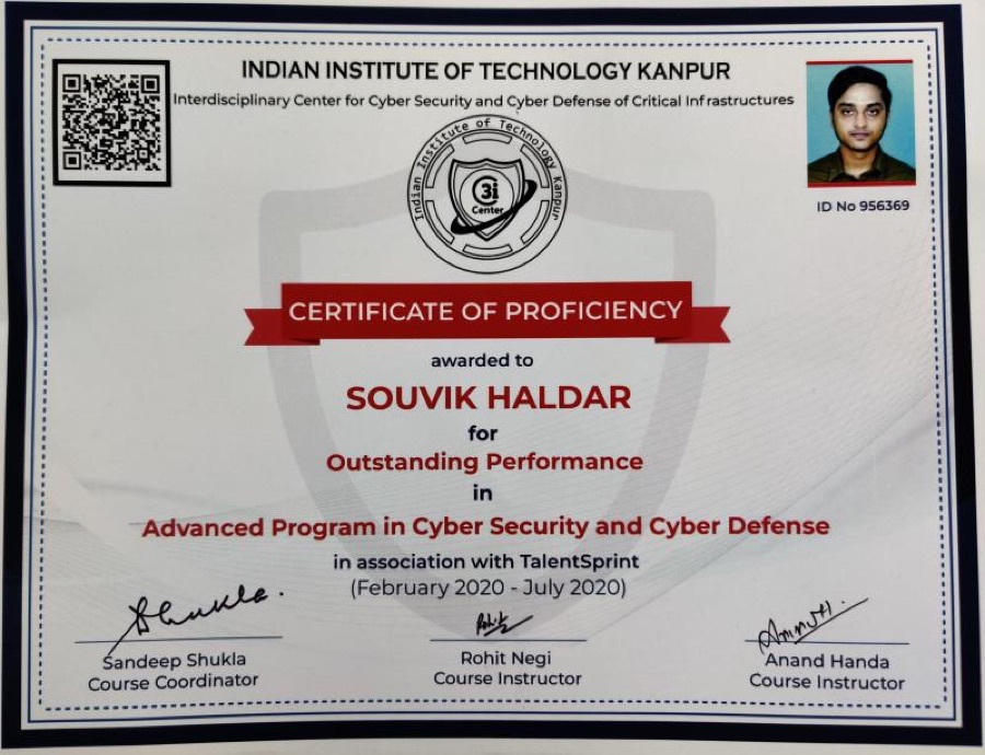 Six-month cybersecurity programme at IIT Kanpur — the technical foundation Hornet was built on.